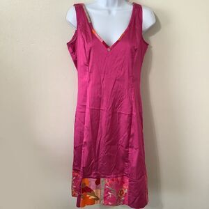 Piazza Sempione Pink Silk Blend Patchwork Slinky Artsy Romantic Dress Size 16